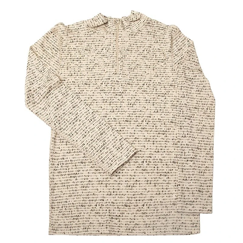 Beige Uldbluse med Lynlås og Trekant Mønster fra Joha