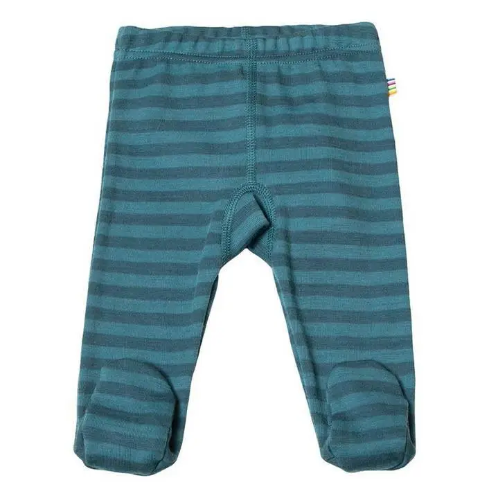 Blåstribede Uld Leggings Med Fod til Baby fra Joha