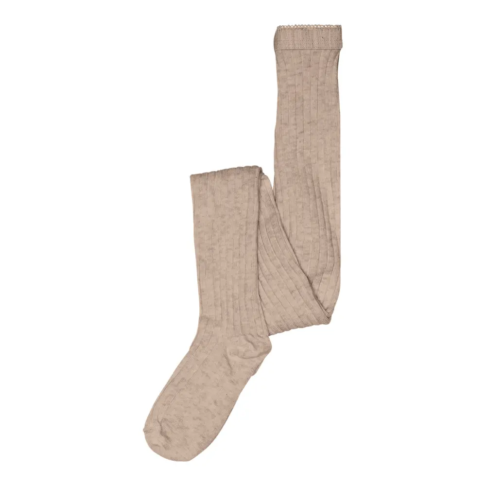 Basic Rib Strømpebuks   Light Brown Melange   90 fra Mp Denmark