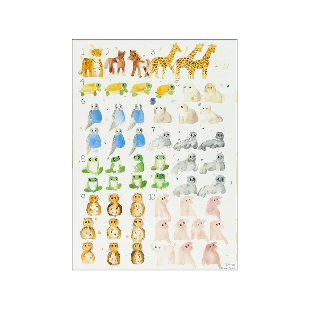 Plakat 1 2 3 50x70 fra Poster & Frame