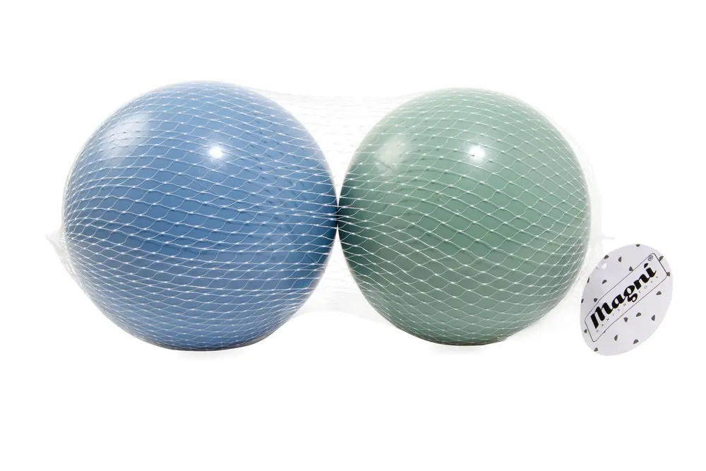 2 Plastikbolde I Net (grøn Og Blå   15cm) fra Magni