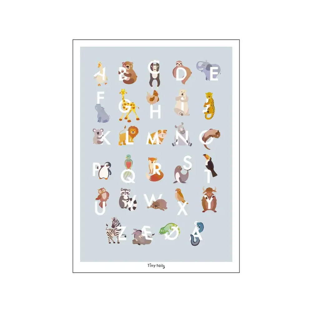 Plakat Abc Lyseblå 50x70 fra Poster & Frame