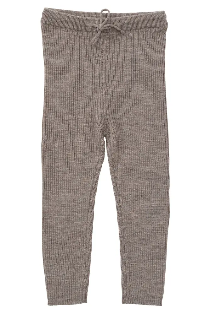 Klassisk Merino Rib Leggings M. Bindebånd   Lys Brun   104 fra Copenhagen Colors