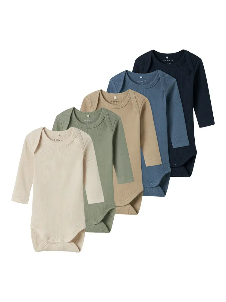 Body 5p Ls Solid Rib   China Blue   56 fra Name It