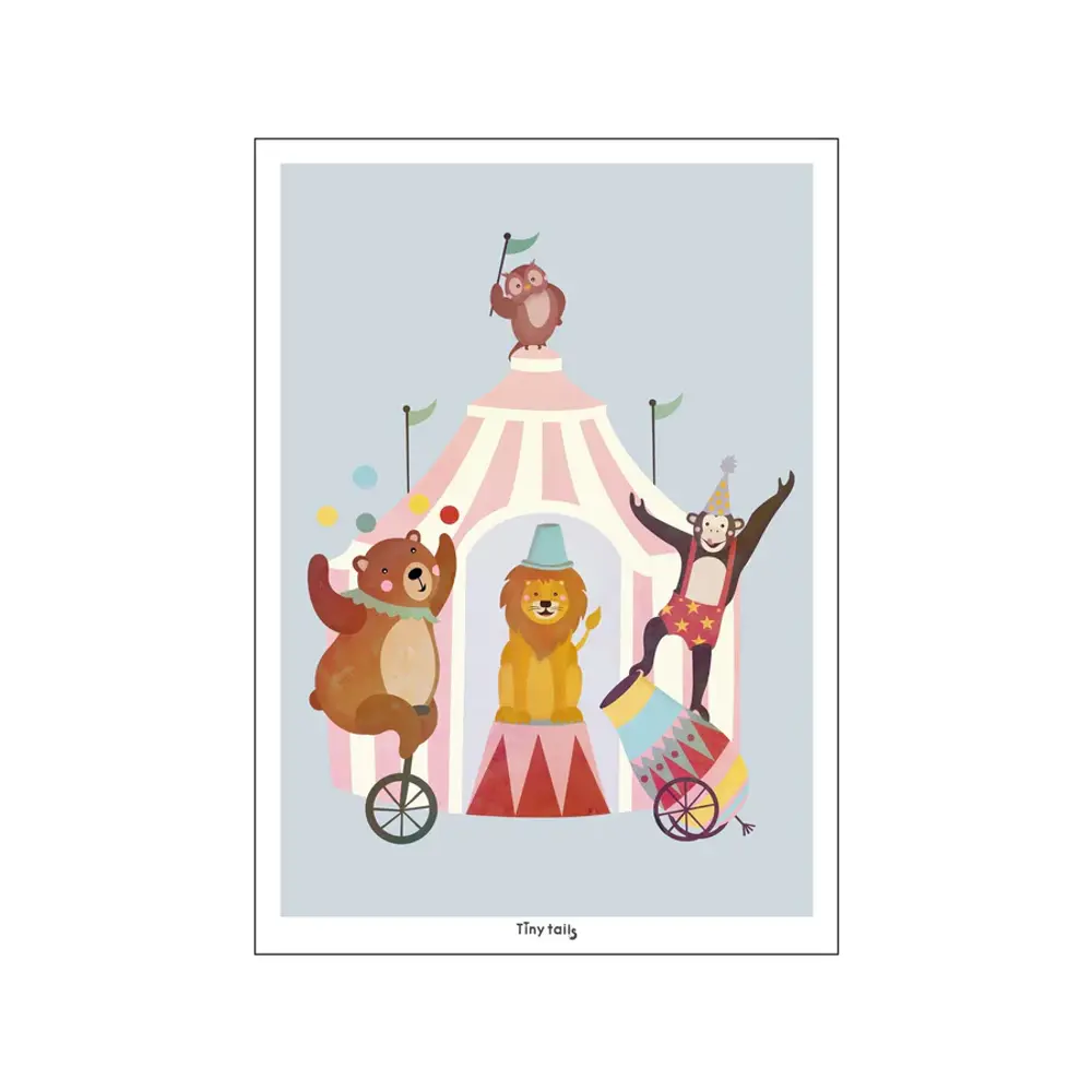 Plakat  Lille Cirkus Børneplakat Lyseblå 50x70 fra Poster & Frame