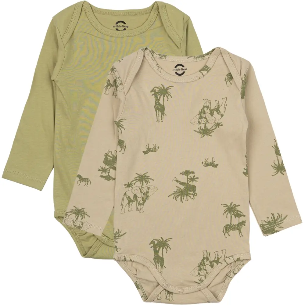 2 Pak Langærmet Body   Gray Green   9 Mdr. fra Mikk-line