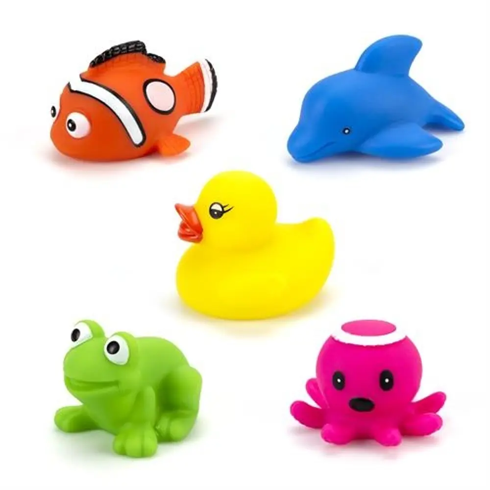 5 Badedyr And,frø,fisk,delfin,blæksprutte M.lys fra Magni