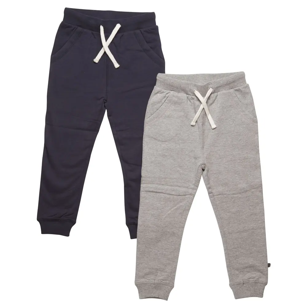 2 Pak Basic Sweatbuks   Navy Grå 778   128 fra Minymo