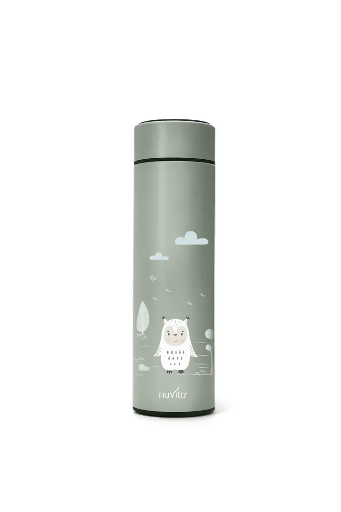 500 Ml Rustfristål Termobeholder Led Temperatur Display Sage Green fra Nuvita