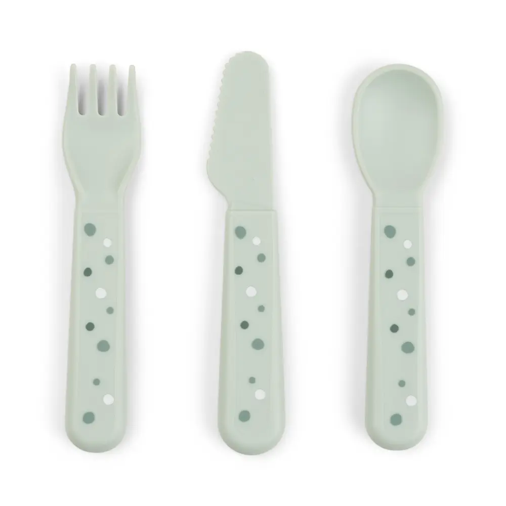 Foodie Bestiksæt Happy Dots Grøn fra Done By Deer