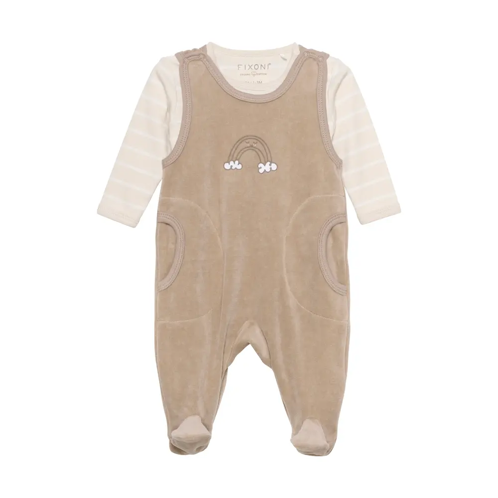 Body Langærmet M.velour Romper   Dune   50 fra Fixoni