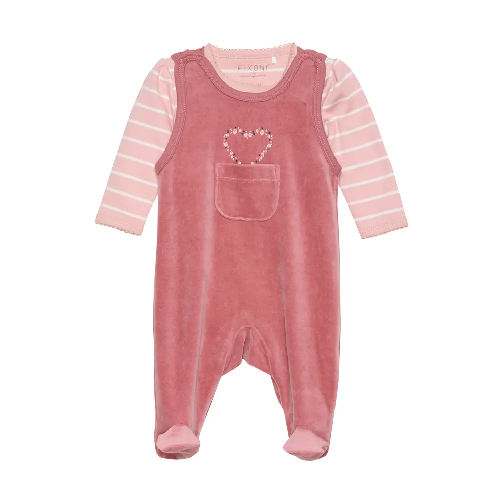 Body Langærmet M.velour Romper   Withered Rose   56 fra Fixoni