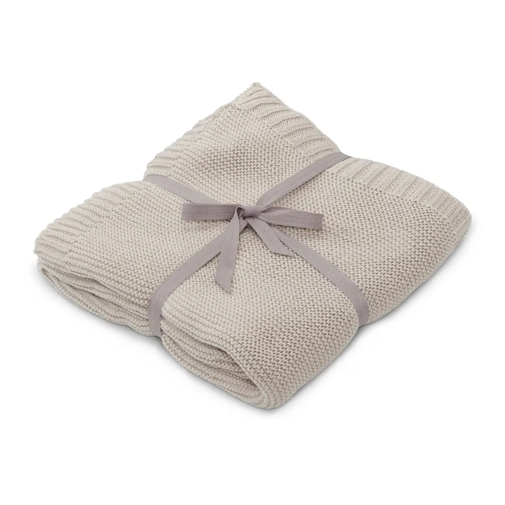 Striktæppe   Oyster Grey   økologisk fra Vanilla Copenhagen