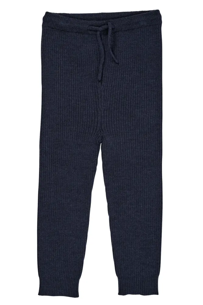 Klassisk Merino Rib Leggings M. Bindebånd   Unisex   Mørke Blå   92 fra Copenhagen Colors