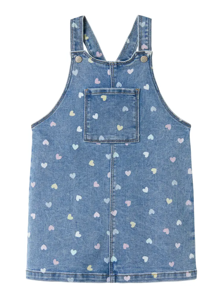 Rosa Denim Bibskirt   Mediumblue   92 fra Name It