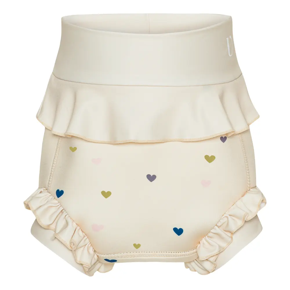 Badeble   Neopren   Frill   Milk   Hearts   Milk   2 3 år fra Vanilla Copenhagen