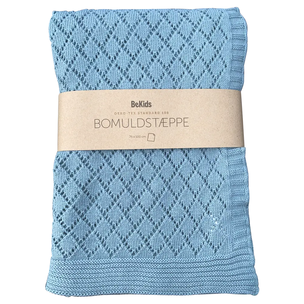 Plaid, Strikket Bomuld   Slate fra Bekids