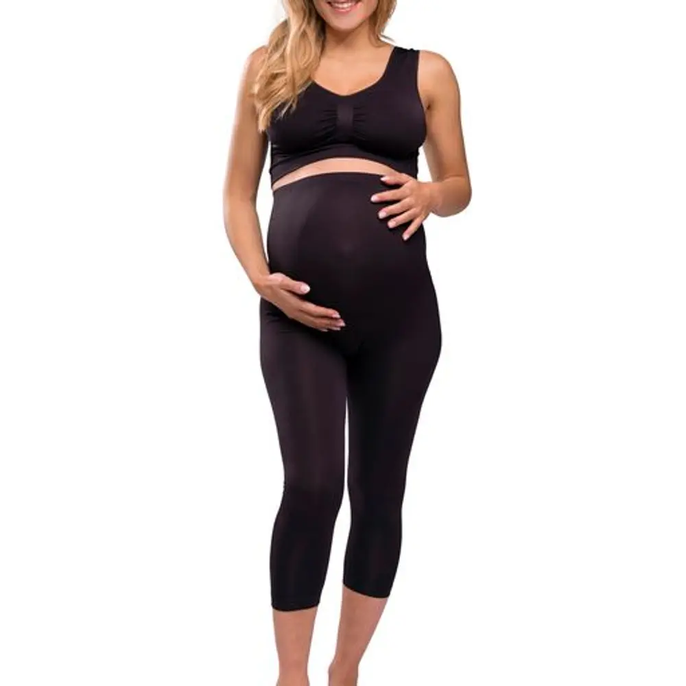 Graviditets Leggings M. Støtte 3 4 Længde Sort   Large fra Carriwell