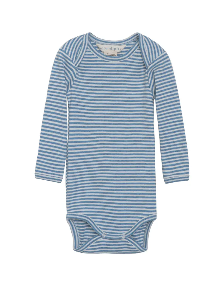 Baby Stribet Body   Azurstripe   68 fra Serendipity Organics
